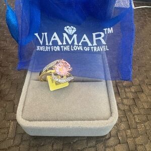 ViaMar Pink CZ and Gold Women's Ring
